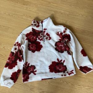LOFT floral print fleece sweater